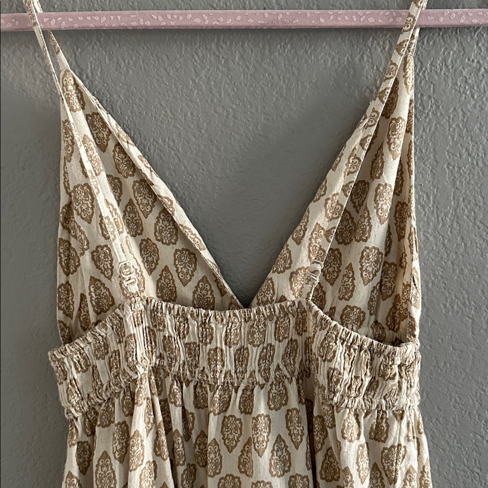 Sim & Sam Women’s Cream and Tan Linen Blend Maxi Dress in Medium NWT - Picture 3 of 7